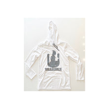 Load image into Gallery viewer, Powder White Lightweight Hoodie With Smoke Gray Logo